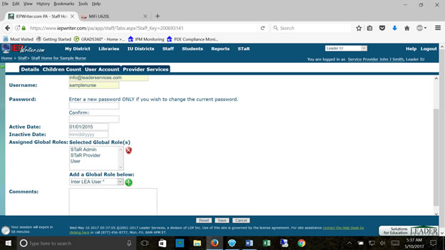 Staff Screenshot
